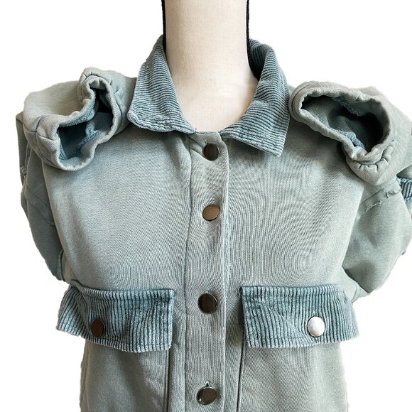 POL Teal French Terry Knit Boho Jacket Corduroy SMALL - Picture 6 of 12